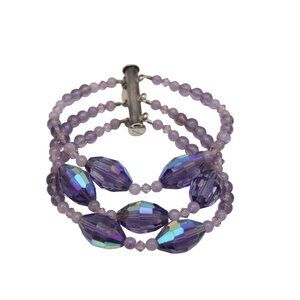 J M Jolie Purple Crystal Beaded Bracelet